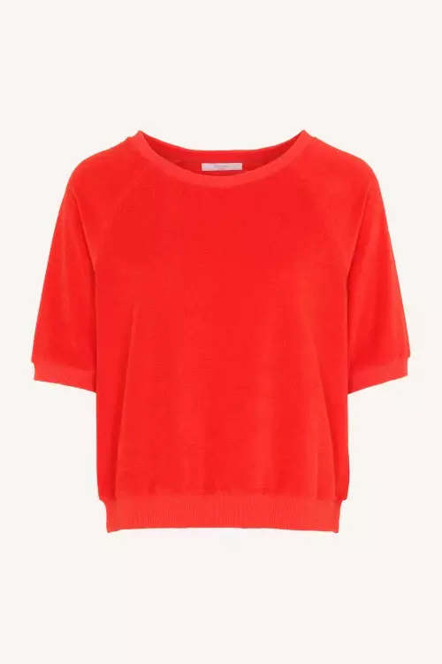 By-Bar Neva Slub Top Poppy Red Pullover Damen rot